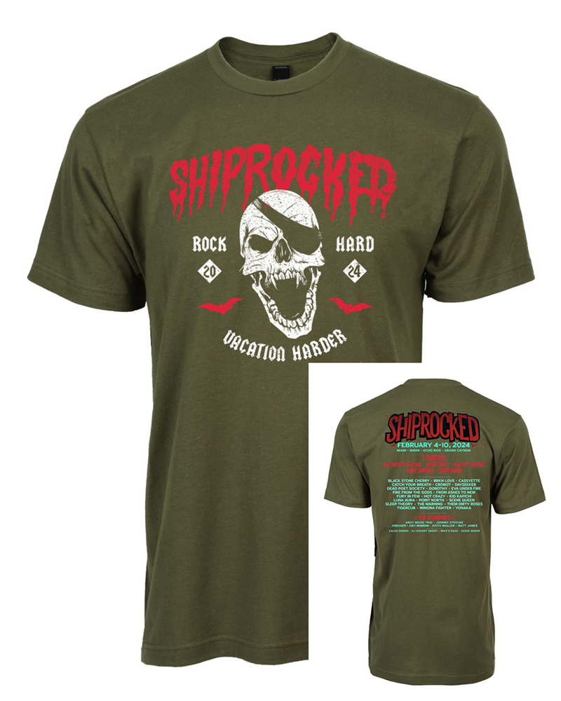 Shiprocked 2024 – Blood Skull Badge (Military Green)