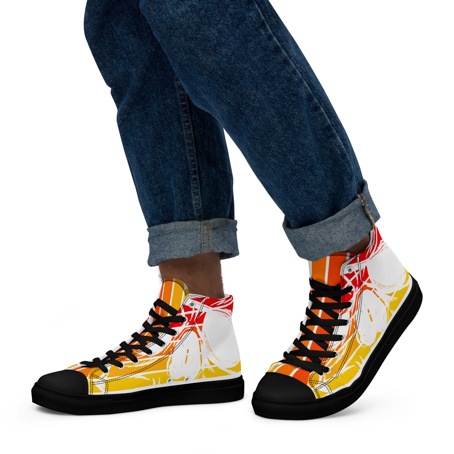 Orange Men’s high top canvas shoes