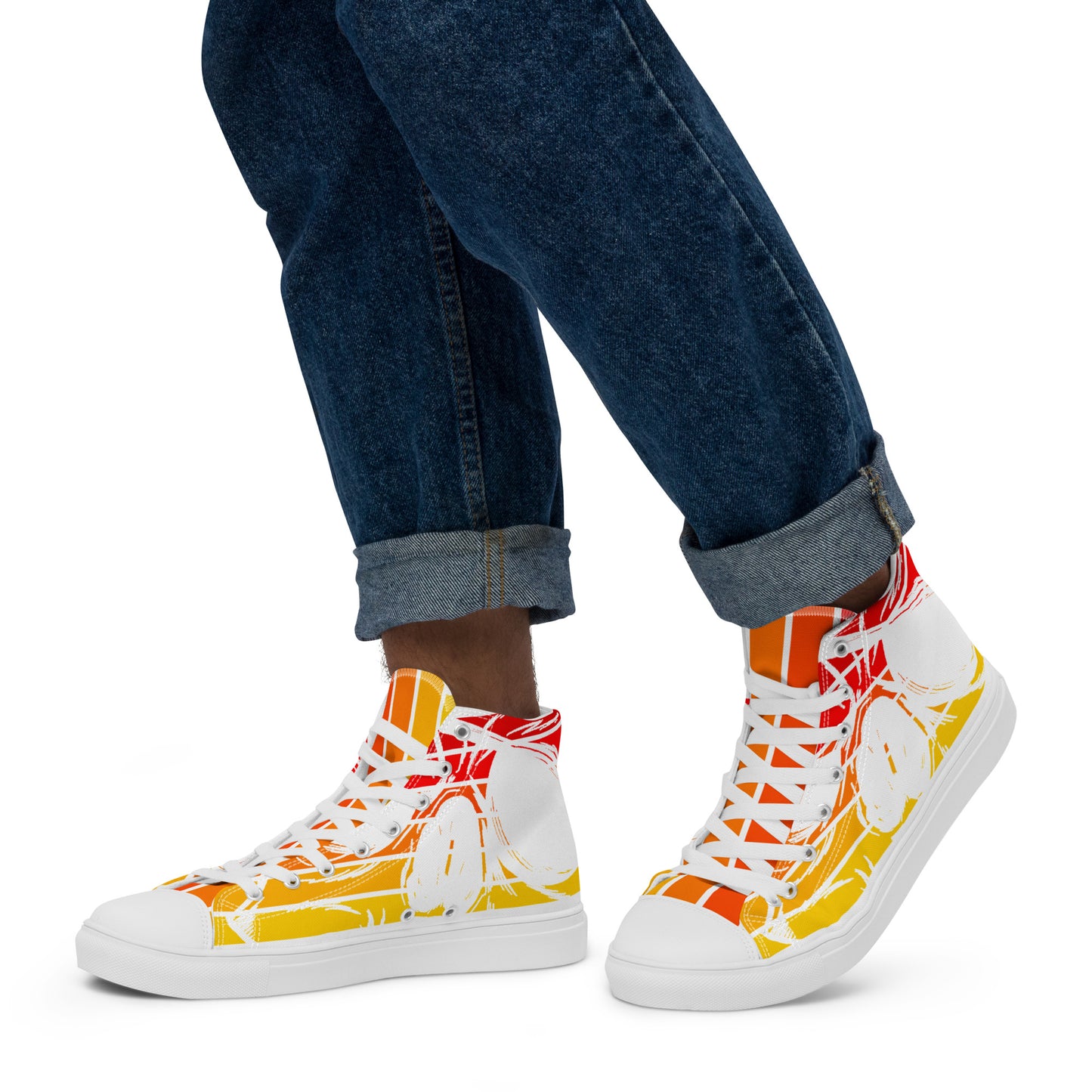 Orange Men’s high top canvas shoes